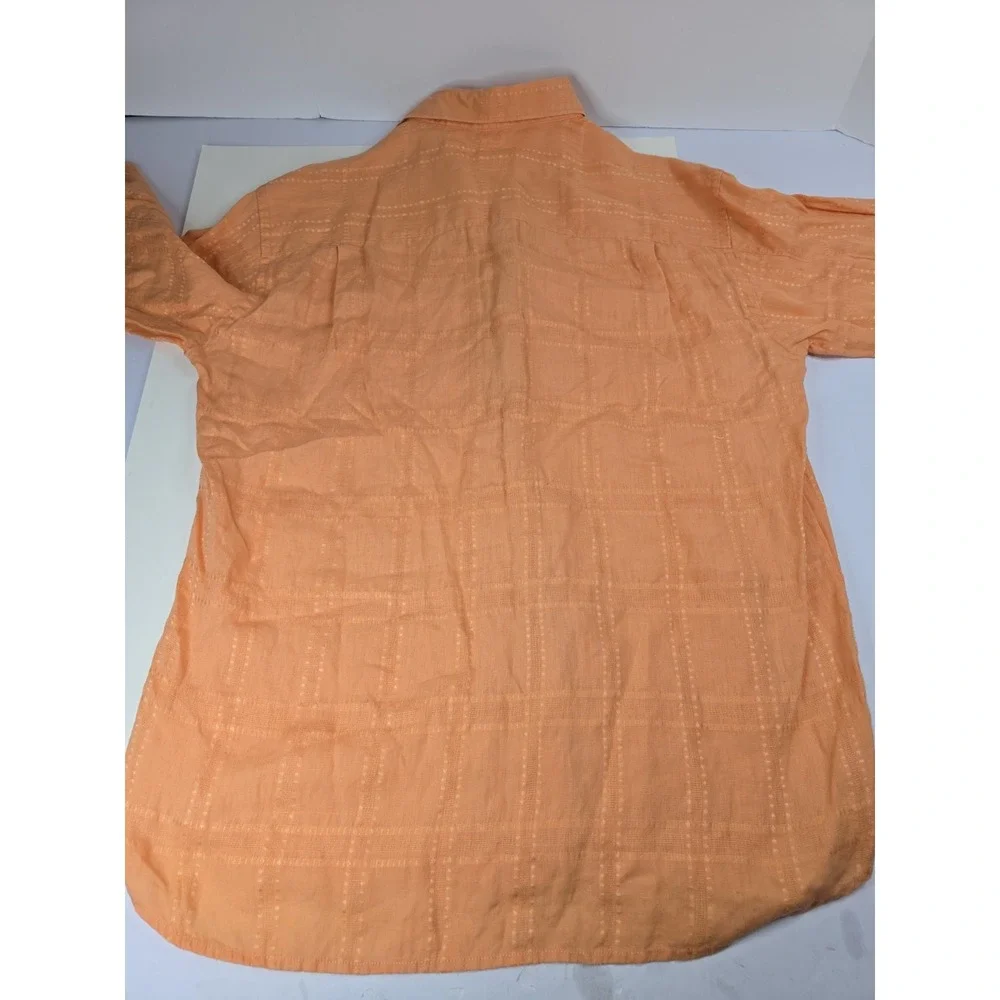 Tommy Bahama Men's‎ XL Orange 100% Linen Long Sleeve Button Up Shirt Beach Vtg